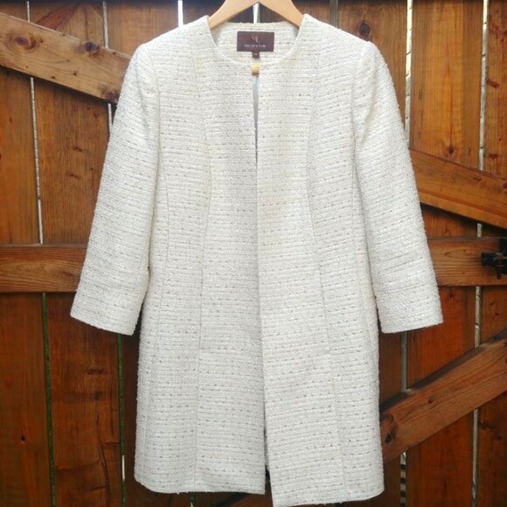 Elegant White Tweed Coat